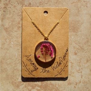 PINK WILDFLOWER GOLD NECKLACE